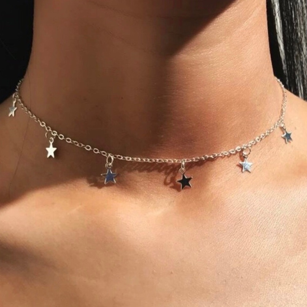 Silver Star Choker Necklace